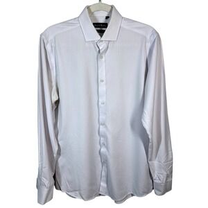 Dolce Roma Slim Fit White Dress Shirt Mens Size Medium 15-15.5 34/35 Cotton